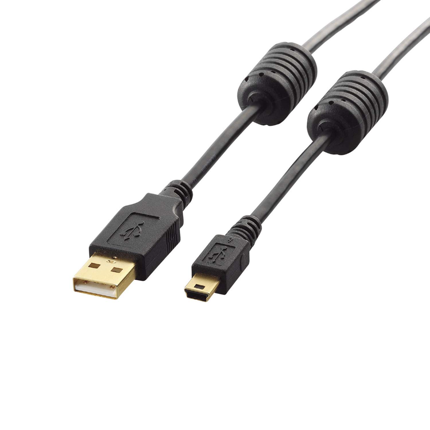 エレコム USBケーブル mini B USB2.0 (USB A オス to mini B オス) フェライトコア付 1.5m ブラック U2C-MF15BK