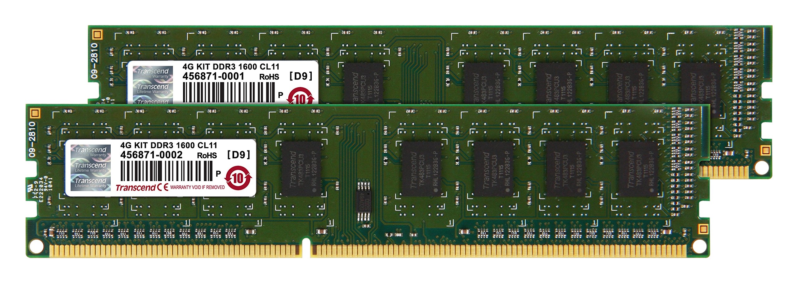 Transcend デスクトップPC用メモリ PC3-12800 DDR3 1600 4GB 1.5V 240pin DIMM Kit (2GB×2pcs) (無期限保証) JM1600KLN-4GK