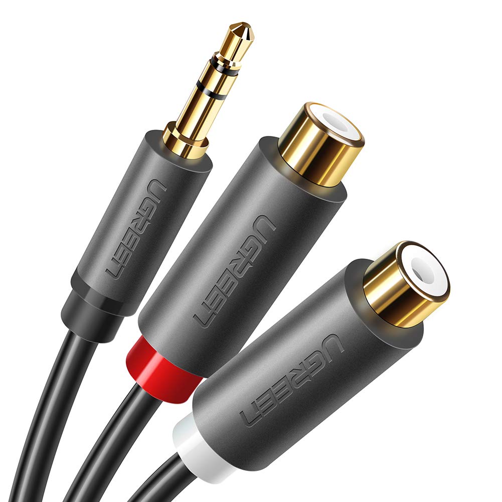 UGREEN RCA 3.5mm 変換 ステレオミニ イヤホンジャック RCA ケーブル 赤白 オーディオ Hi Fi音質 ステレオアンプ、スピーカー、古いプレーヤー、ミニコンポなどの古い機器に対応 