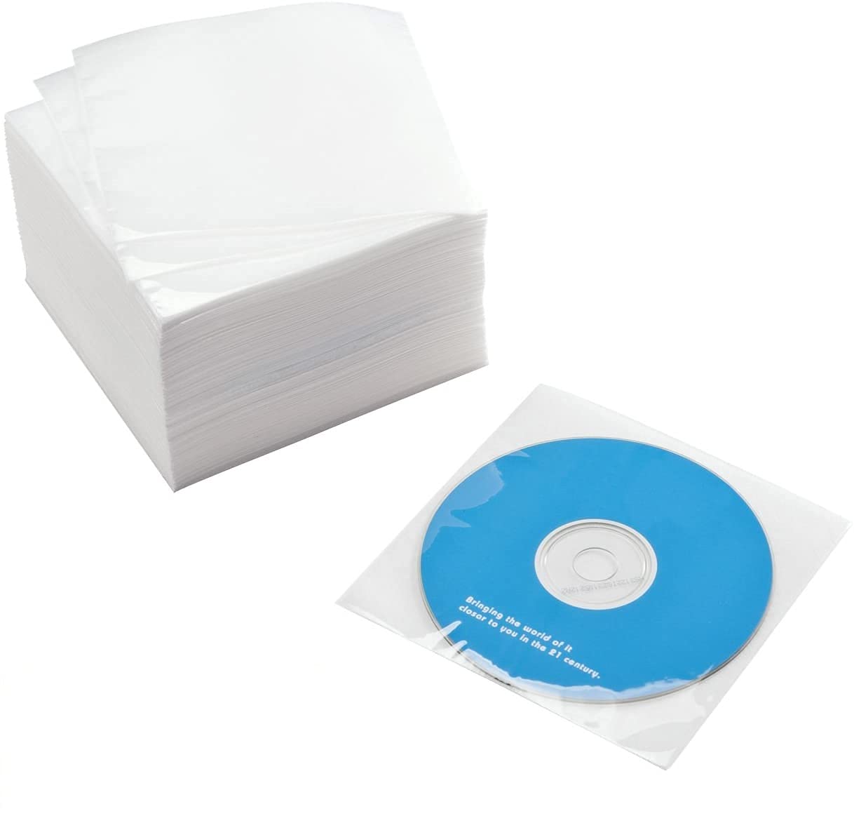 サンワダイレクト DVD・CD不織布ケース 片面 500枚入り 日本製 200-FCD044