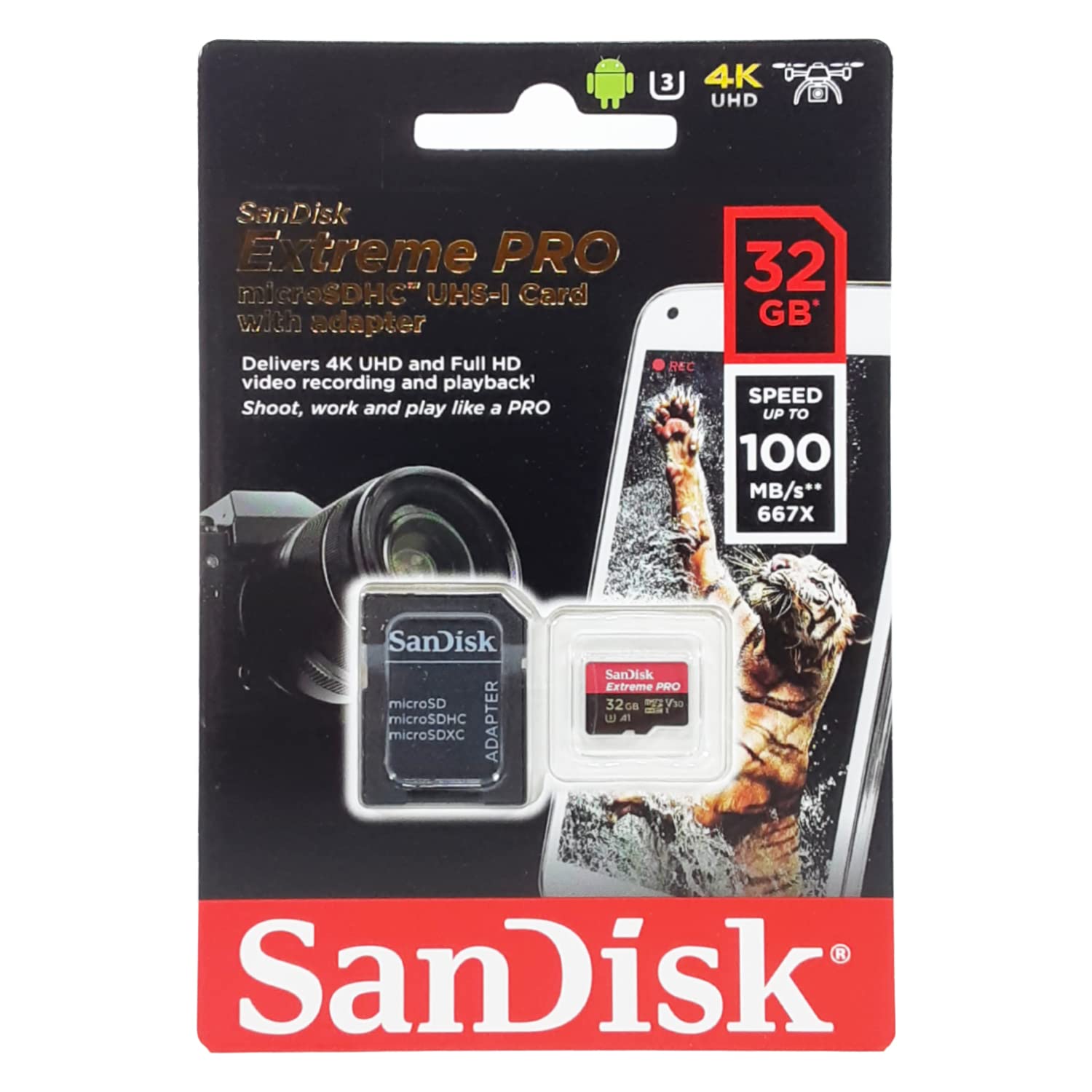 SanDisk/サンディスク Extreme Pro 32GB UHS-I(U3)対応 microSDカード 633倍速(95MB/s) SDSDQXP-032G-G46A