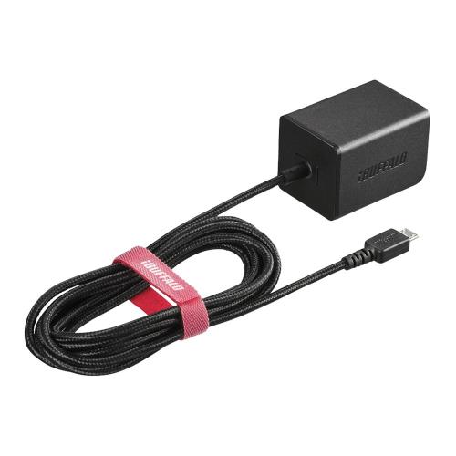 バッファロー i BUFFALO USB充電器 2.4A急速 micro USB1.8m 高耐久ファブリックケーブル BSMPA2401BC1BK ブラック