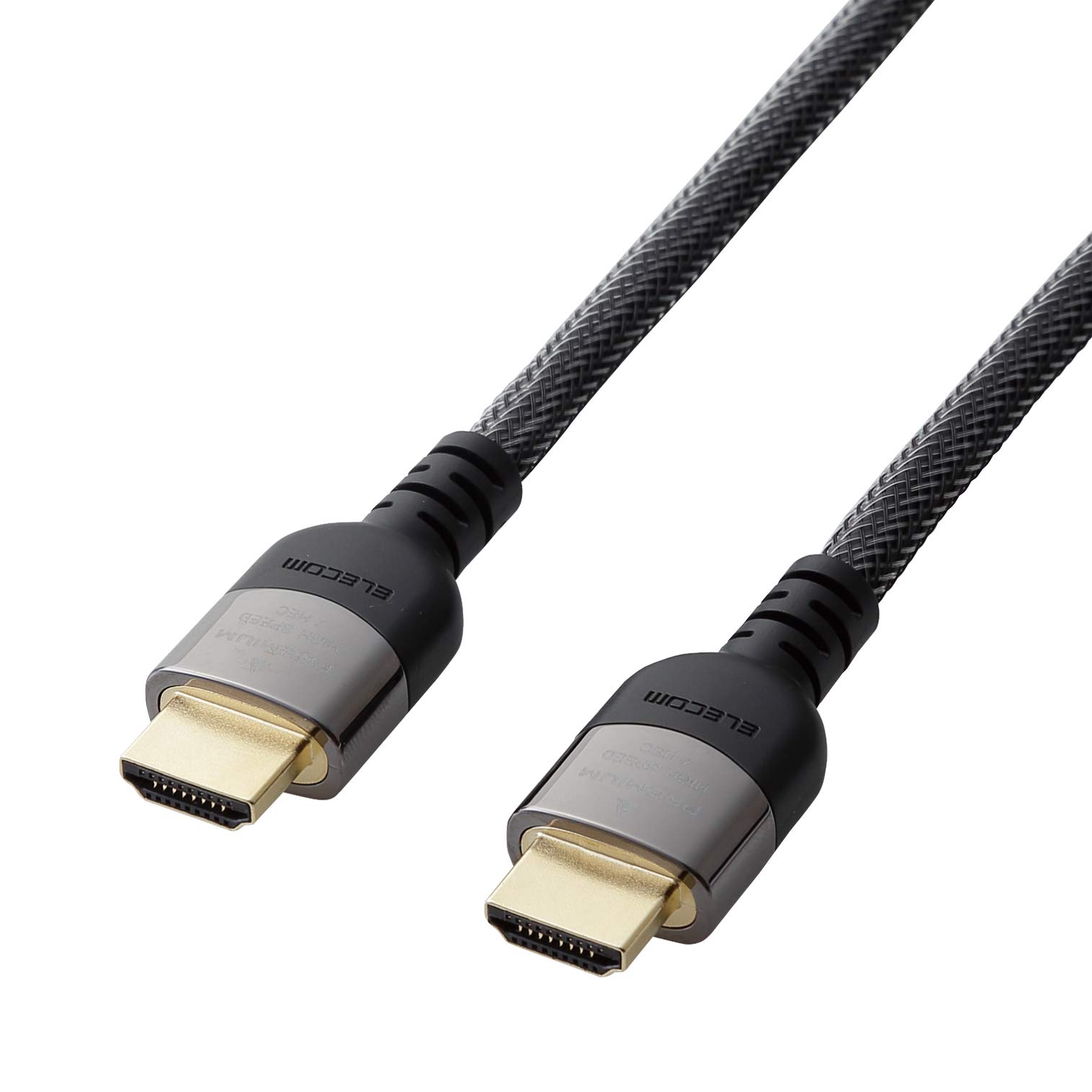 エレコム HDMI ケーブル 2m プレミアム 4K 2K (60P) Ultra HD 3DフルHD ナイロンメッシュケーブル仕様 金属シェルコネクタ ブラック DH-HDP14E20BK