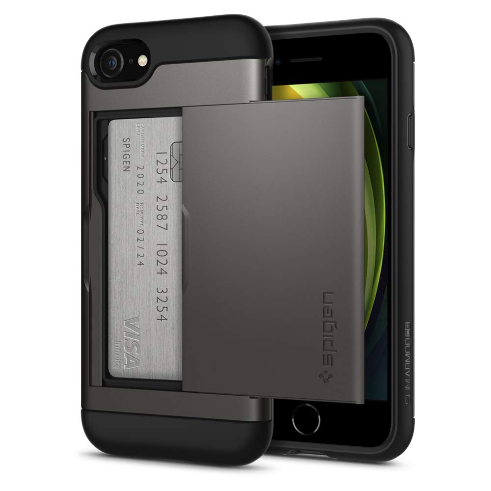 Spigen i Phone SE3/SE2 ケース 手帳型 i Phone8/7用 カード 収納 MIL規格取得 耐衝撃 指紋/傷防止 衝撃 吸収 ワイヤレス充電 スリム・アーマー CS 042CS