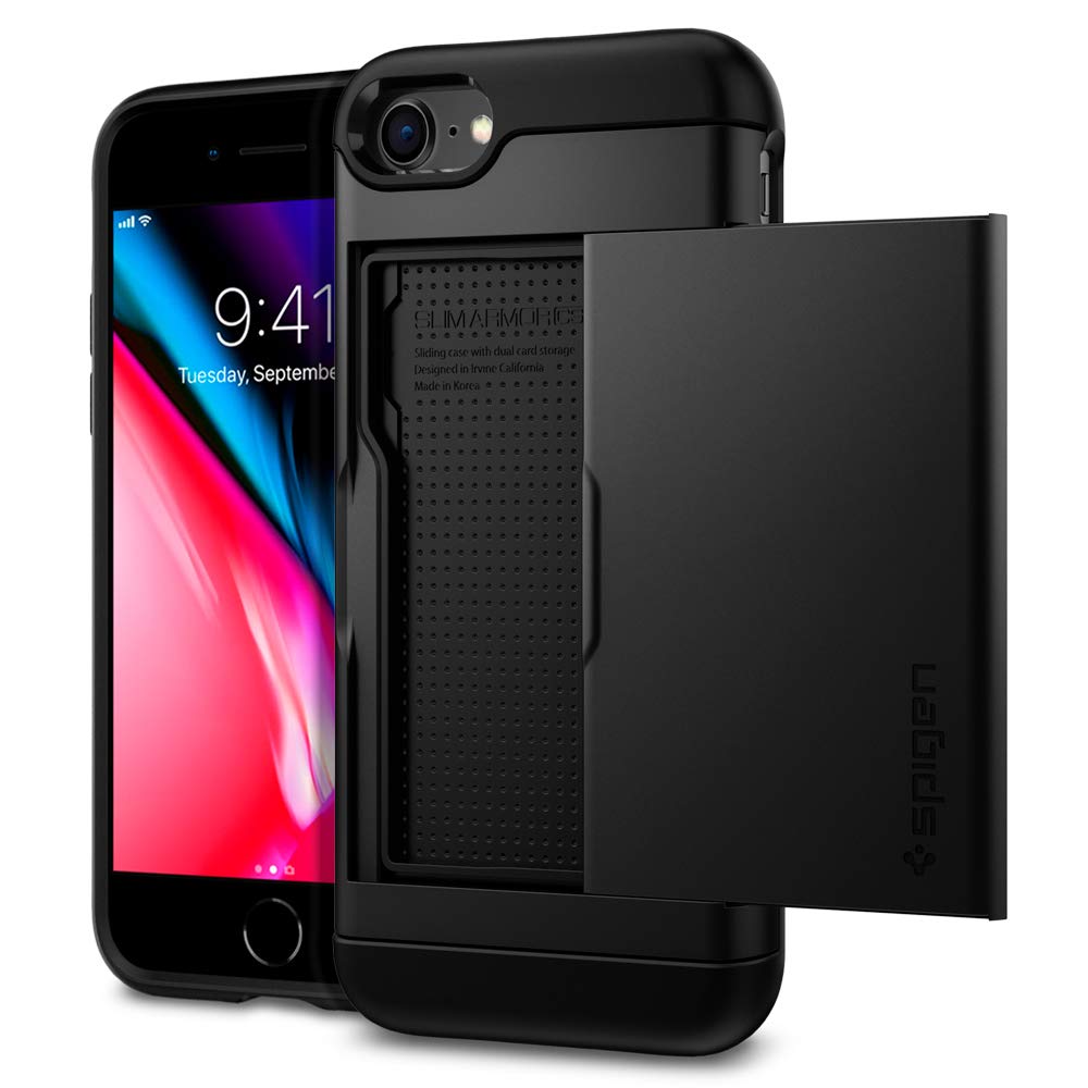 Spigen i Phone SE3 SE2 ケース 手帳型 i Phone8/7用 カード 収納 MIL規格取得 耐衝撃 指紋/傷防止 衝撃 吸収 ワイヤレス充電 スリム・アーマー CS 042CS