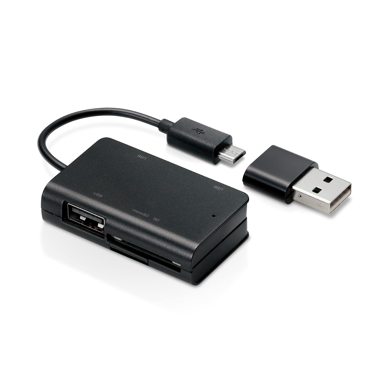 エレコム カードリーダー USB2.0 microUSBコネクタ搭載 変換コネクタ付 ケーブル一体タイプ パソコン スマホ タブレット対応 ブラック MR