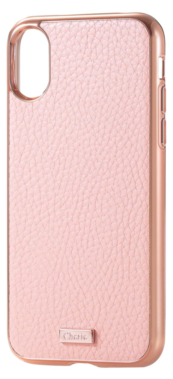 エレコム i Phone X ケース カバー ソフト TPU素材 レザー張り×サイドメッキ かわいい for Girl ピンク PM-A17XUCMJPN