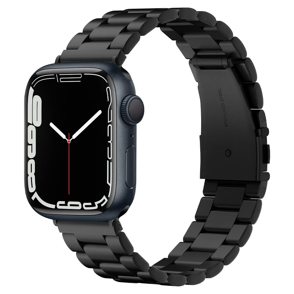 Apple Watch バンド ステンレス製 49mm 45mm 44mm 42mm ブラック 調整可 調整器具付き 交換ベルト チェーン Apple Watch Ultra 9 / 8 SE2