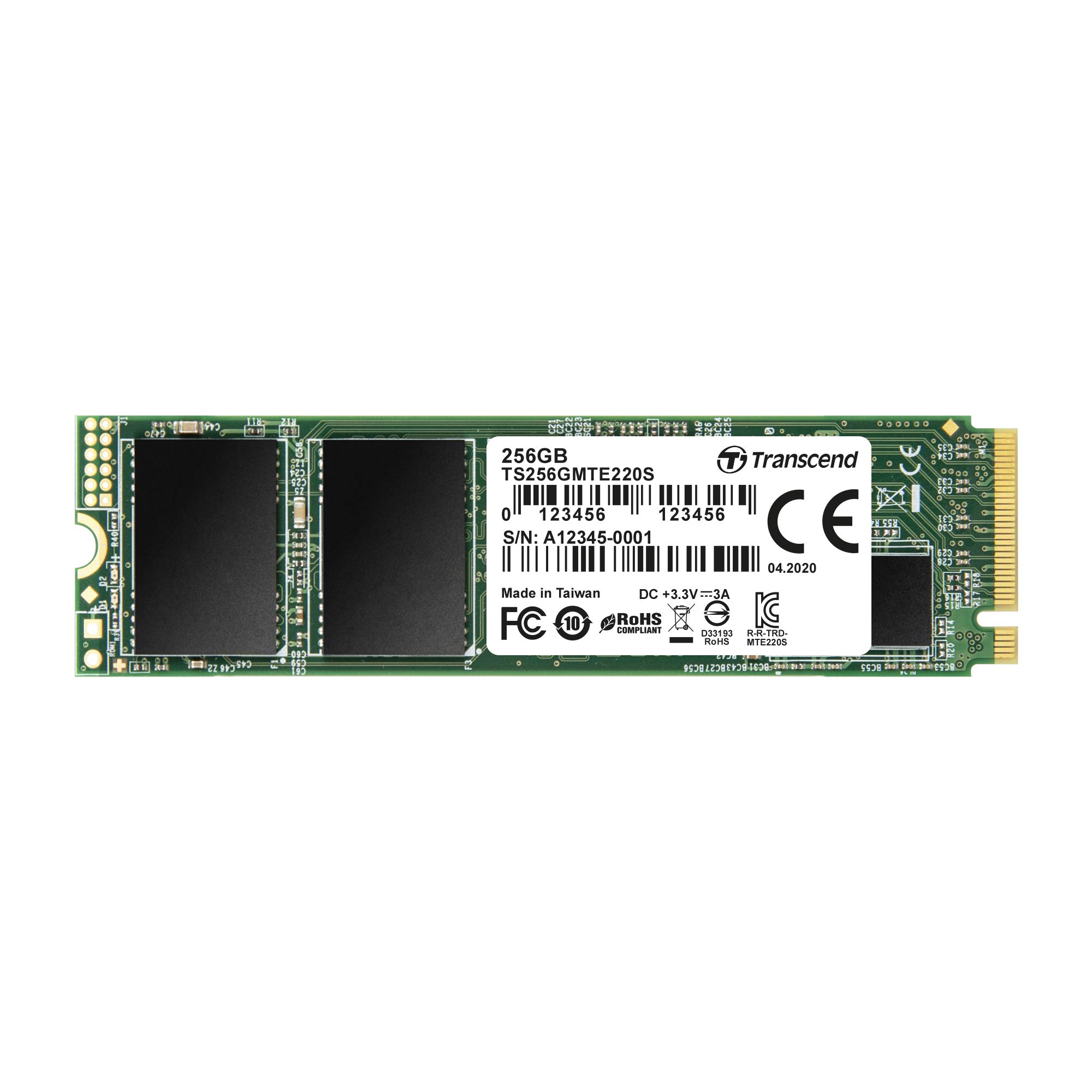 トランセンドジャパン Transcend PCIe M.2 SSD (2280) 256GB NVMe PCIe Gen3 x4 3D TLC採用 DRAMキャッシュ搭載 5年保証 TS256GMTE220S