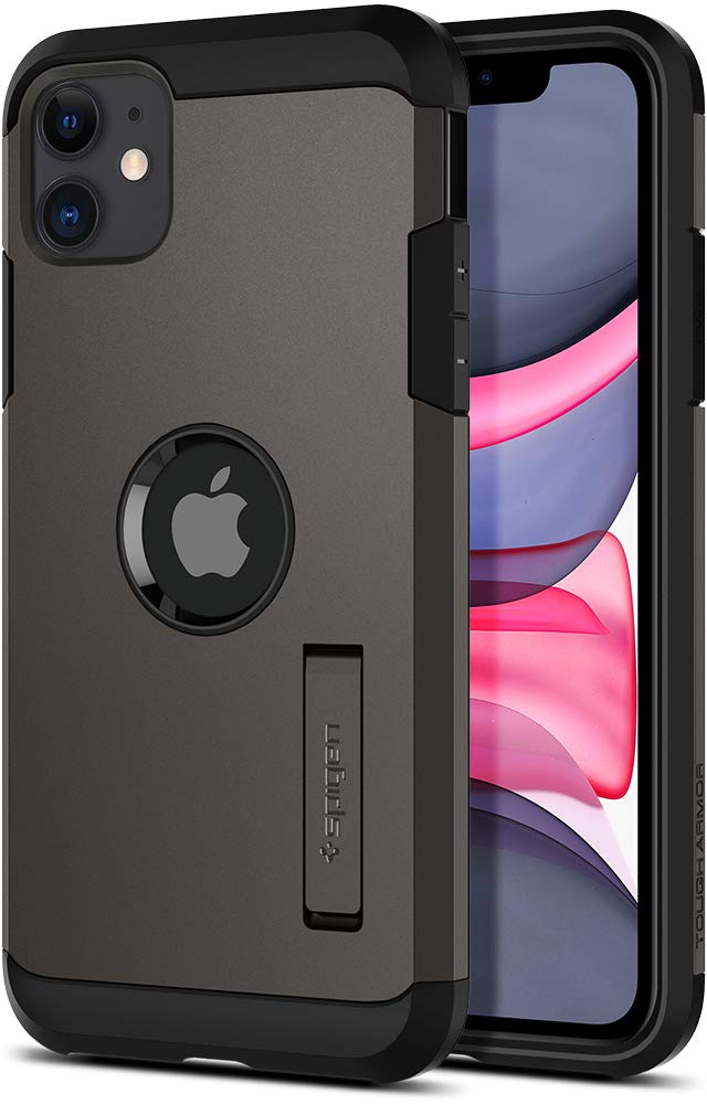 Spigen i Phone11ケース 耐衝撃 米軍MIL規格取得 スタンド機能 カメラ保護 傷防止 衝撃 吸収 Qi充電 ワイヤレス充電 タフ・アーマー 076CS27189 (ガンメタル)