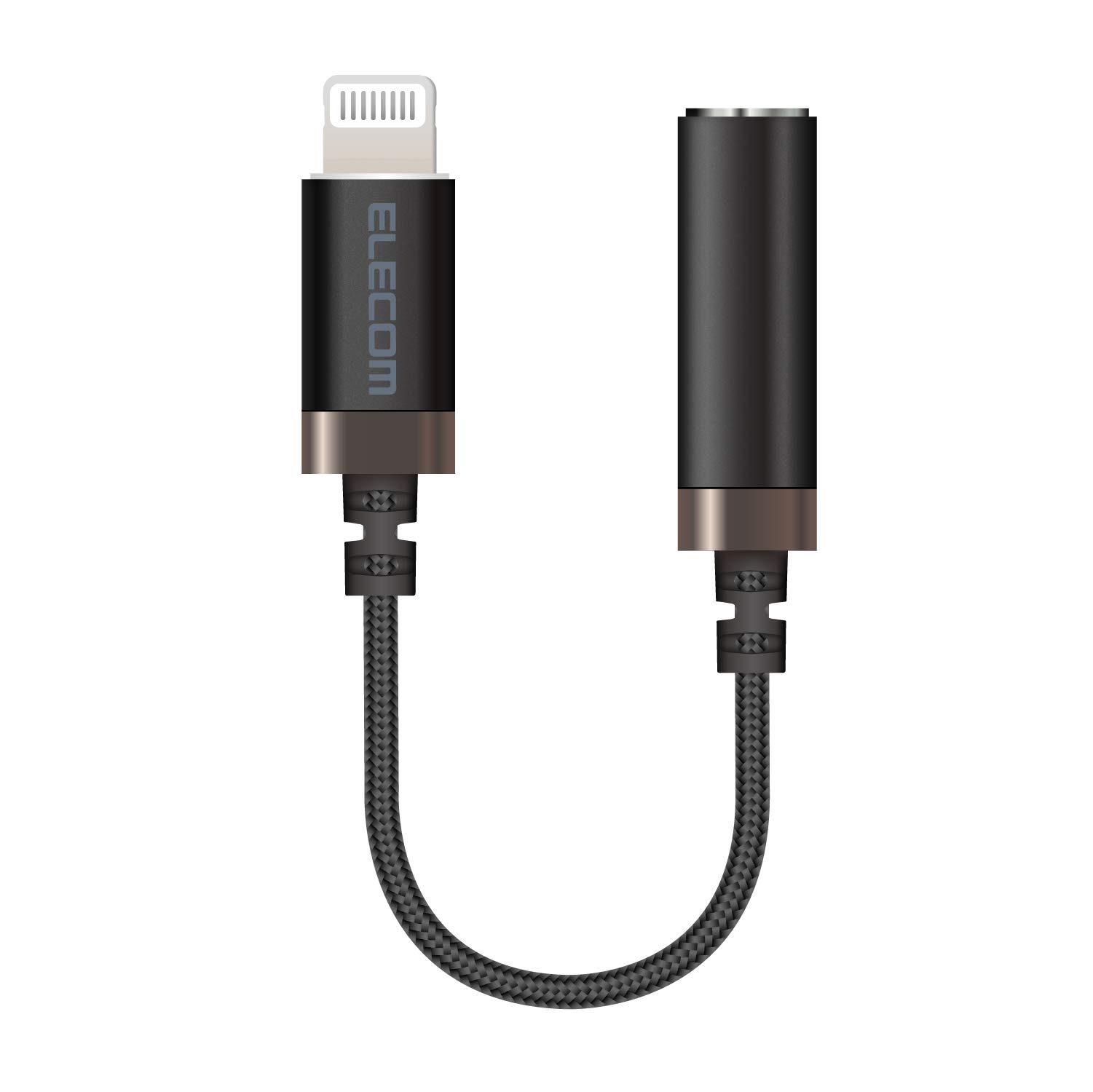 エレコム オーディオアダプタ 変換ケーブル ライトニング 3.5mm イヤホン 4極 (通話対応) 高耐久 APPLE認証品 ブラック MPA-L35S01BK