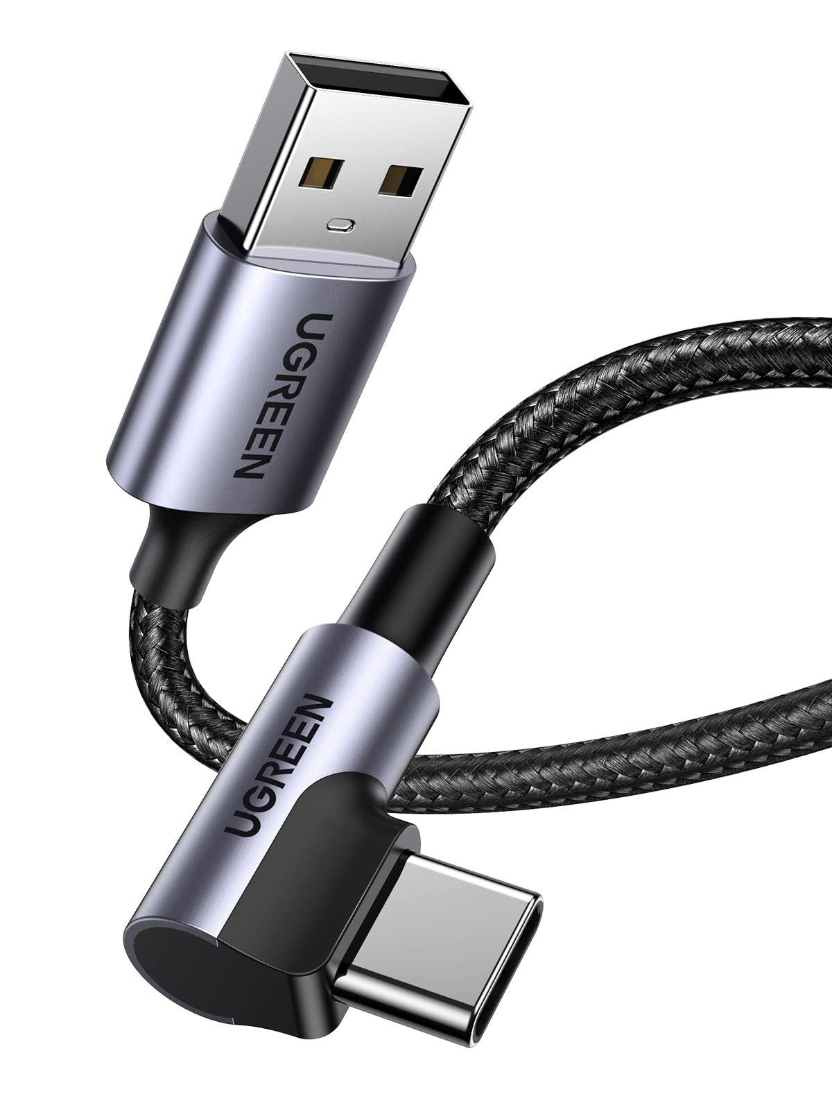UGREEN USB Type C ケーブル L字ナイロン編み 3A急速充電 Quick Charge 3.0/2.0対応 56Kレジスタ実装 Xperia XZ XZ2、、LG G5 G6 V20等