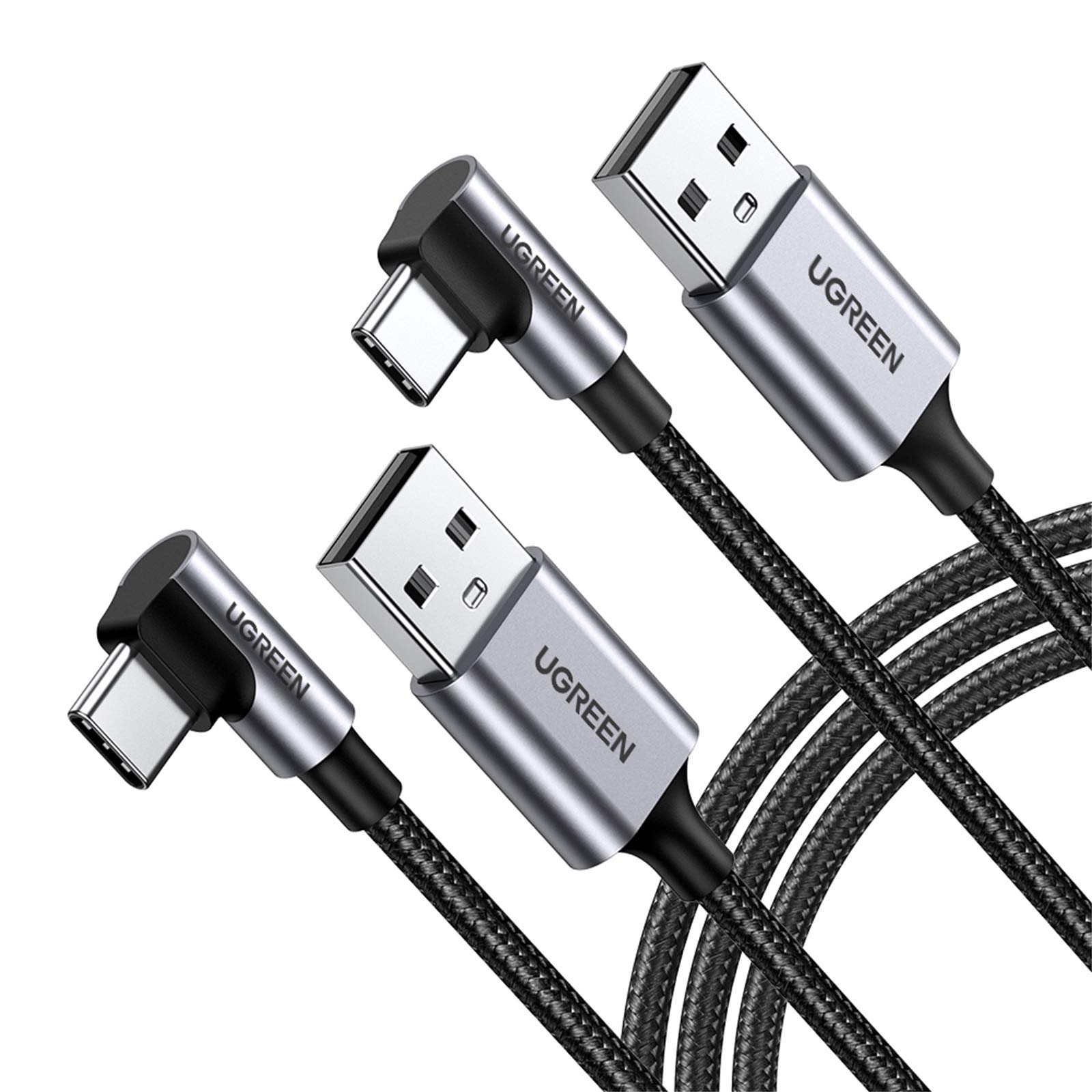 UGREEN USB Type C ケーブル L字ナイロン編み 3A急速充電 Quick Charge 3.0/2.0対応 56Kレジスタ実装 Xperia XZ XZ2 、LG G5 G6 V20等