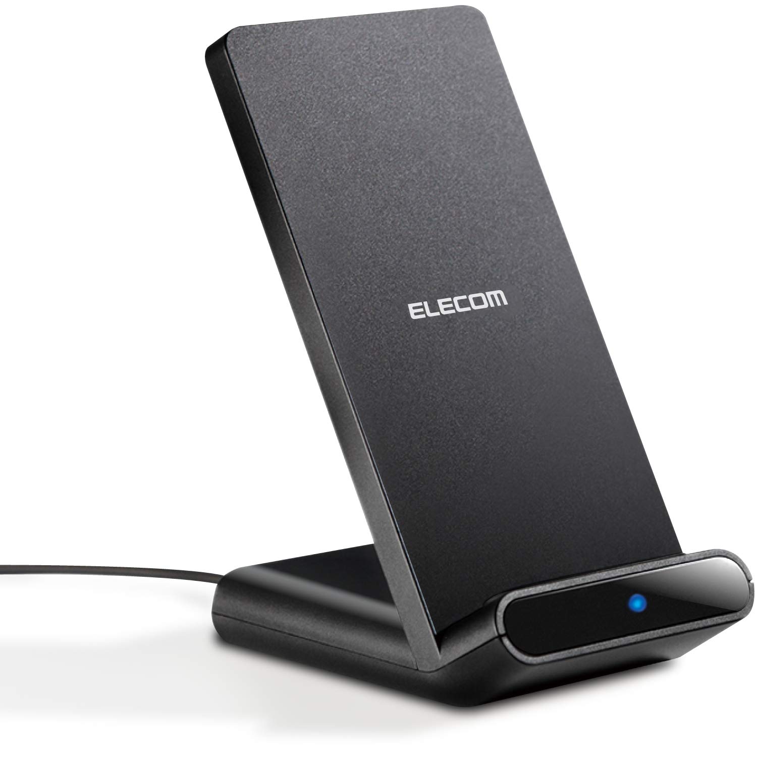 エレコム ワイヤレス充電器 Qi 2枚コイル 横置きでも充電可能(i Phone/Android 5W対応) 卓上 スタンド 認証取得 ブラック W-QS05BK