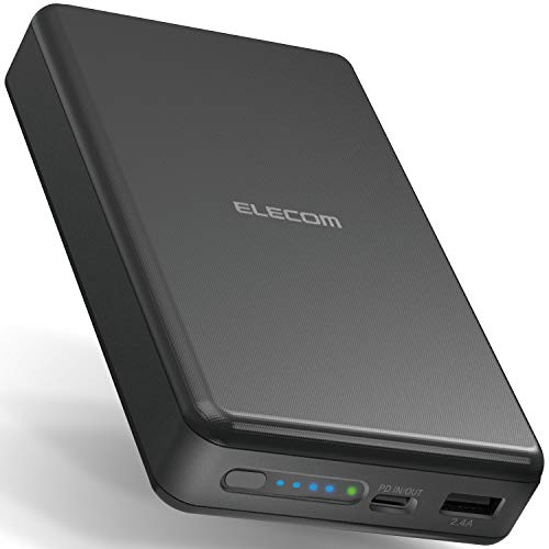 エレコム モバイルバッテリー 20000mAh 大容量 ( USB PD対応 ) Type-C×1 / USB-A×1 iPhone/Android 各種対応 PSE認証 ブラック DE-C1