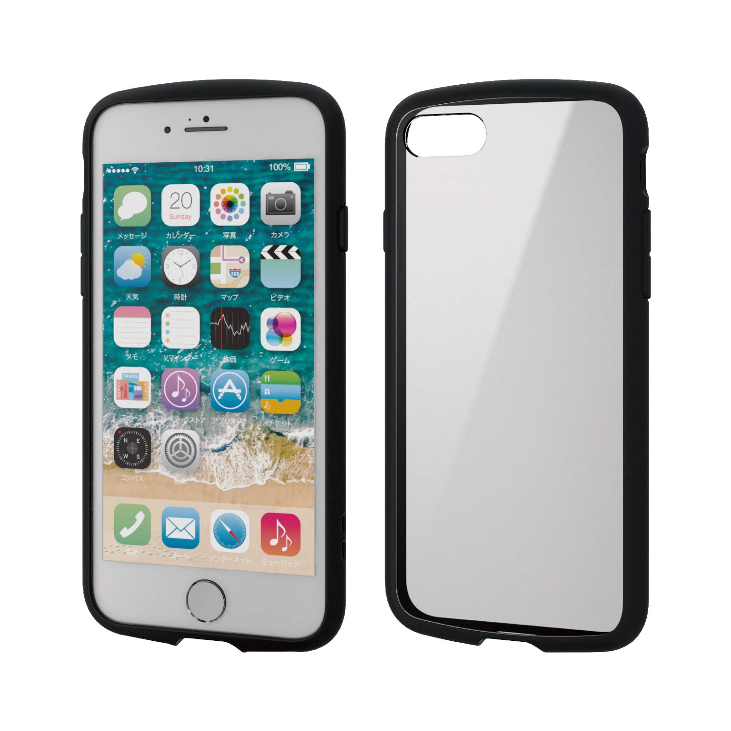 エレコム i Phone SE 第3世代 第2世代 2020 / 8 / 7 対応 ケース 耐衝撃×フレーム TOUGH SLIM LITE [背面クリアタイプ] ブラック PM-A19ATSLFCB