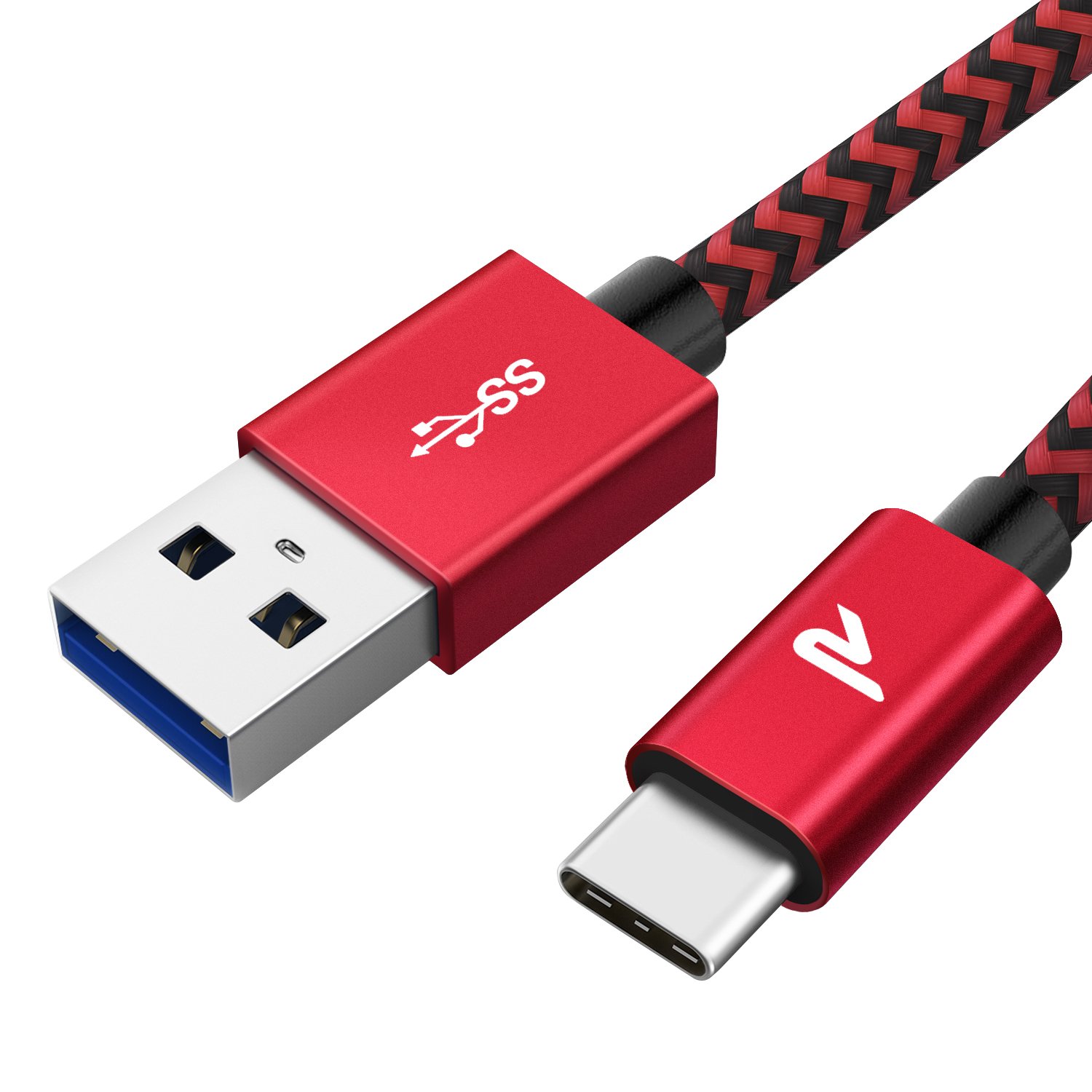 Rampow USB Type C ケーブル1m/赤急速充電 Quick Charge3.0対応 USB3.0規格 usb-c タイプc ケーブル Sony Xperia XZ/XZ2,Go Pro 