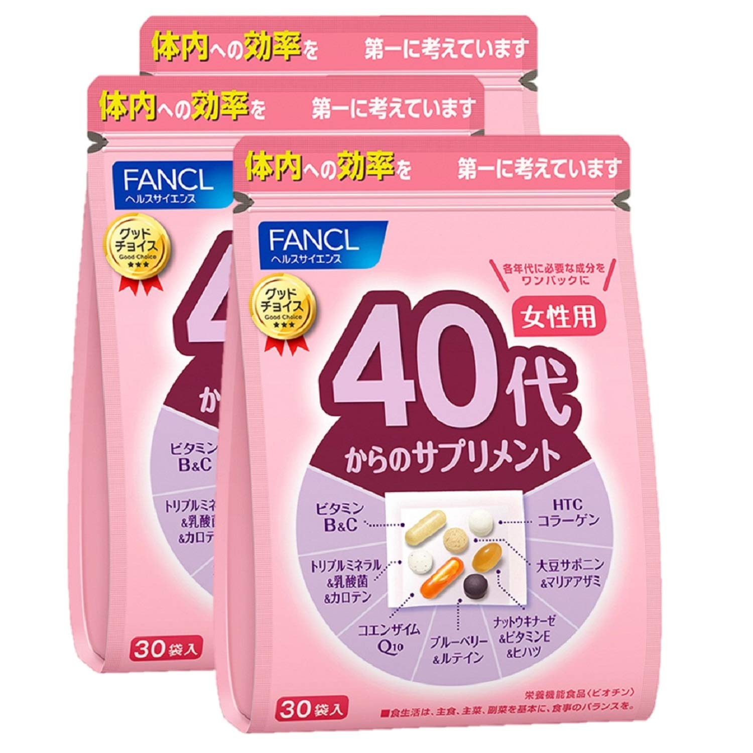 ファンケル (FANCL) (新) 40代からのサプリメント女性用 45〜90日分 (30袋×3) 年代 サプリ (ビタミン/ミネラル/乳酸菌) 個包装