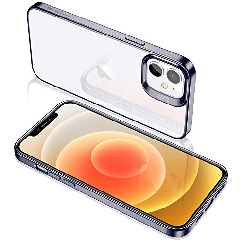ESR i Phone 12 mini 用 ケース 5.4インチ メッキバンパー加工 tpuカバー ソフト ブルー