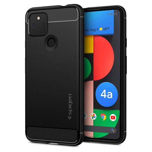 Spigen Pixel 4a 5G ケース TPU 米軍MIL規格取得 耐衝撃 衝撃吸収 ラギッド・アーマー ACS01885 (マット・ブラック)