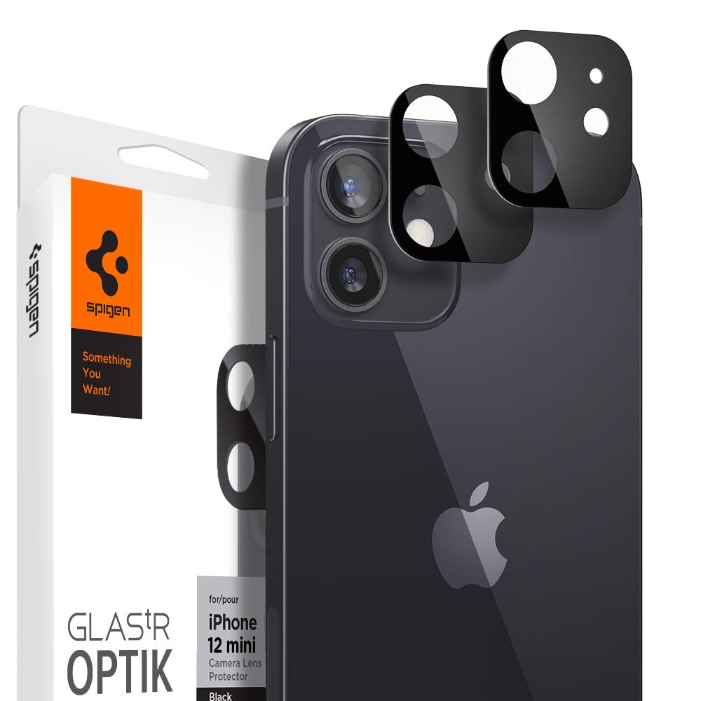 Spigen Glas tR Optik iPhone 12 Mini 用 カメラフィルム 保護 iPhone12 Mini 用 カメラ レンズ ブラック 2枚入