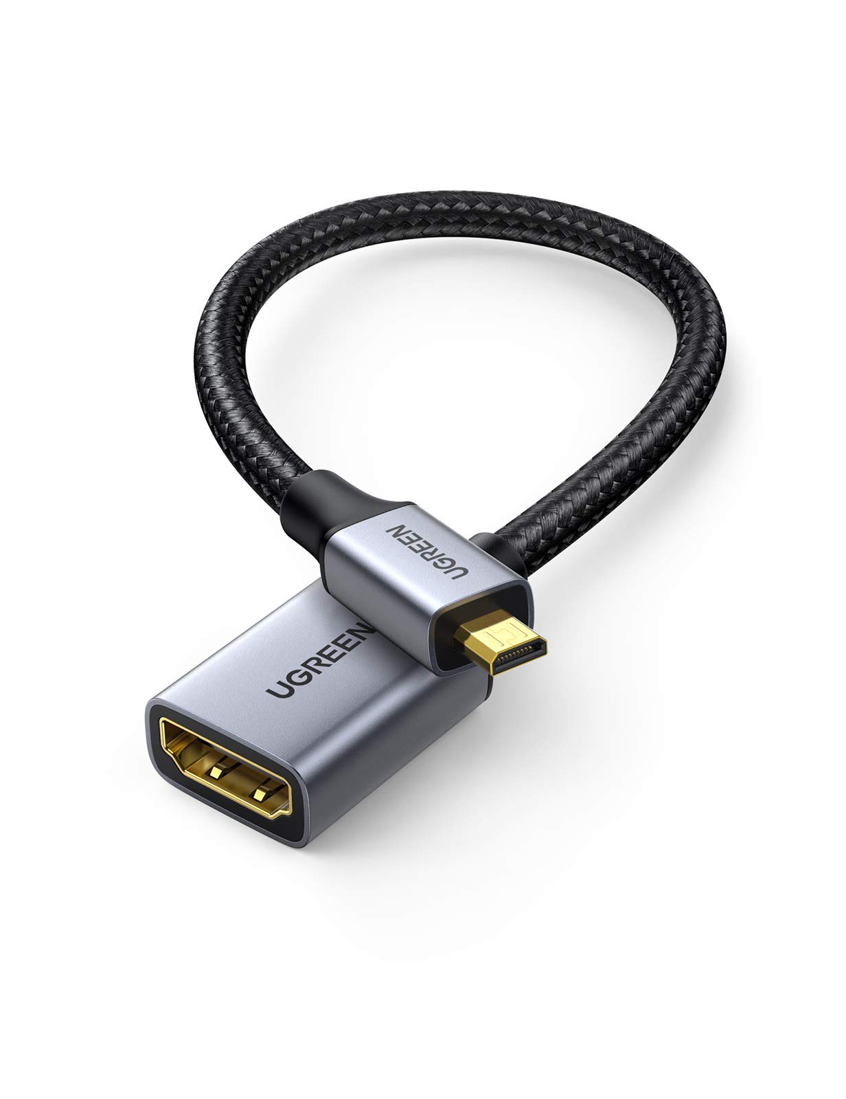 UGREEN Micro HDMI延長ケーブル Micro HDMI to HDMI変換アダプター micro-hdmi hdmi 変換 3D 4K 60Hz カメラ Gopro Yoga 対応 ナイ