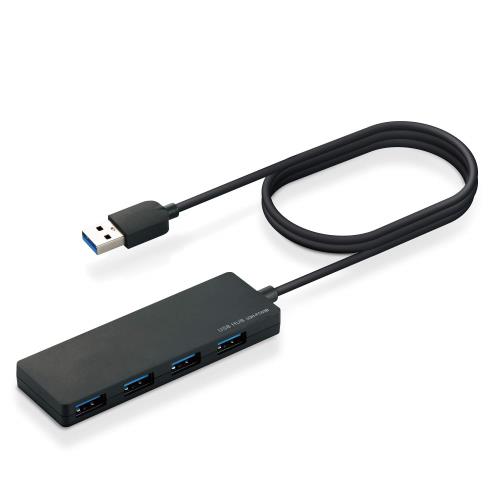 エレコム USBハブ U3H-FC03BBK 超小型・軽量設計 USB3.0 Aポート×4 ケーブル0.6m ブラック Mac Book/Surface/Chromebook他 ノートPC対応