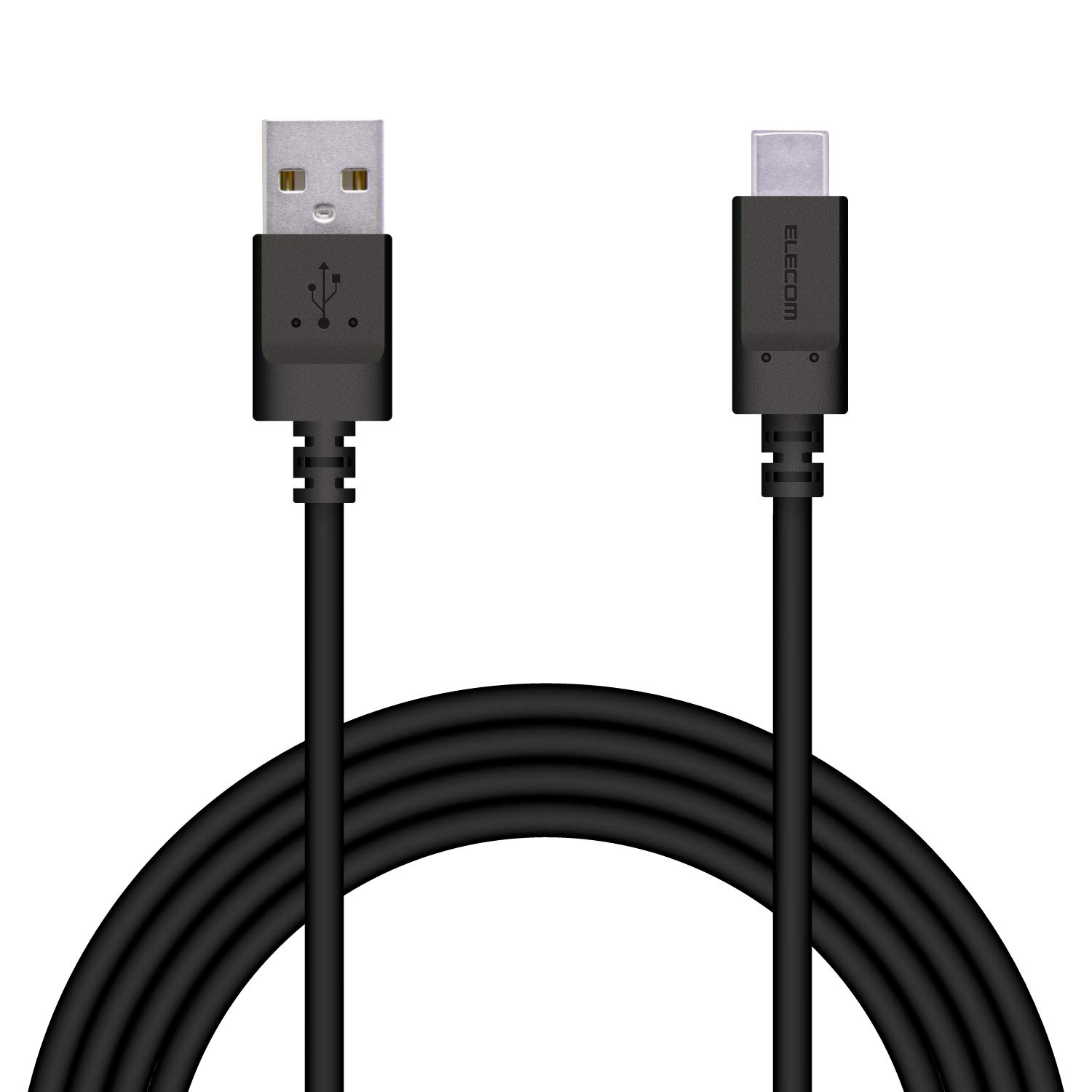 エレコム Type-C ケーブル 形状記憶でまとまるケーブル Type-A to Type-C (スマホ用) 認証品 抗菌 2m i Phone15 対応検証済 ブラック MPA-MAC20NBK