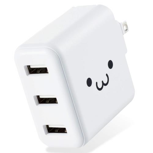 エレコム(ELECOM) USB コンセント 充電器 合計18W USB-A×3 i Phone ( i Phone13シリーズ対応 ) / Android / タブレット 対応 ホワイトフェイス M