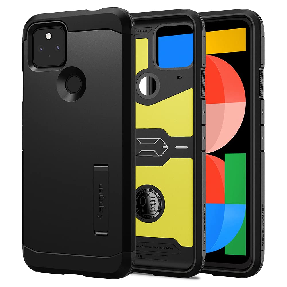 Spigen Pixel 5a 5G ケース 耐衝撃 スタンド機能 米軍MIL規格取得 三重構造 衝撃 吸収 タフ・アーマー ACS02911 (ブラック)