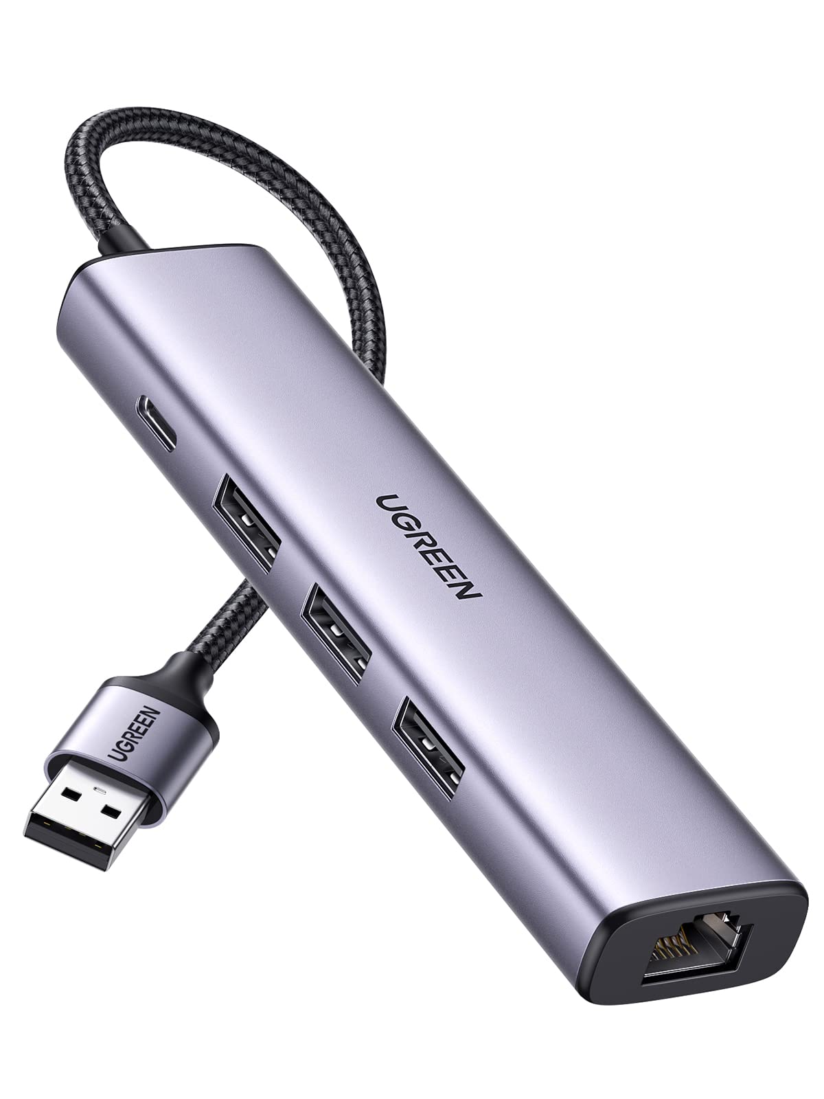 UGREEN USB 3.0 有線LANアダプター スイッチ 1000Mbps 5-in-1 3*USBポート USB-C給電ポート USBハブ ギガビット RJ45 ノートパソコン PC