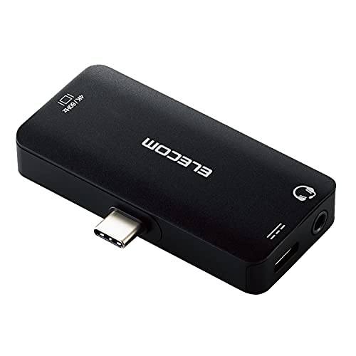 エレコム 映像・音声変換アダプタ Type C-HDMI 60Hz Type-C-4極φ3.5mmイヤホンジャック 給電機能付 PD100W対応 ブラック MPA-C35HDMIPDBK