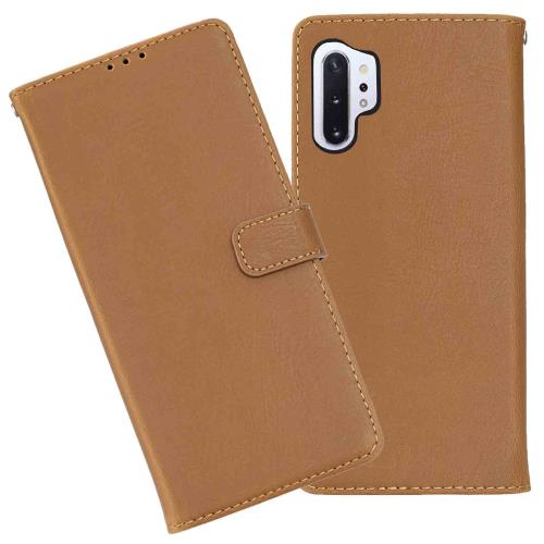Anrek Samsung Galaxy Note10+ SC-01M/SCV45/ 兼用 ケース 手帳型 カバー (ブラウン) ギャラクシーノート 10プラス 手帳型ケース 財布型 スタンド機能付き