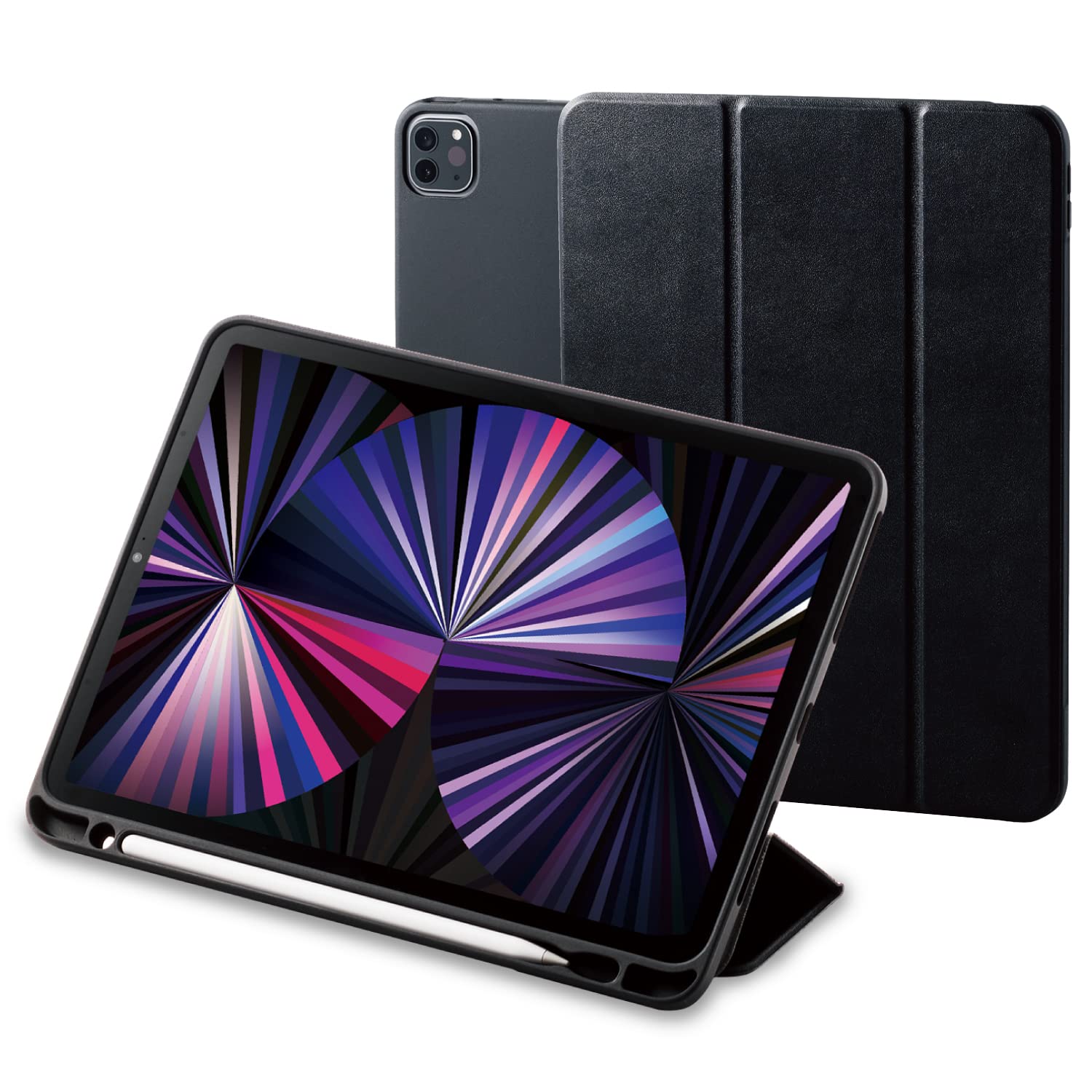 エレコム i Pad Pro 11 第4/3/2世代 (2022/2021/2020年) ケース TPU素材 レザーケース 手帳型 スタンド (2アングル) Apple Pencil収納 ペンスタンド
