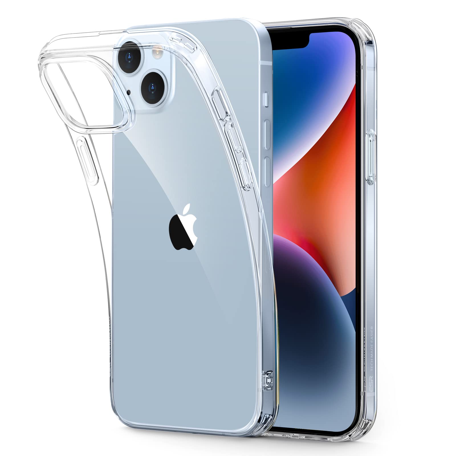 ESR i Phone 14 ケース i Phone 13 ケース クリア ケース 耐衝撃 薄型 米軍MIL規格の保護 シリコンカバー 軽量 黄ばみにくい スリム アイフォン 13 14 透明 TPU