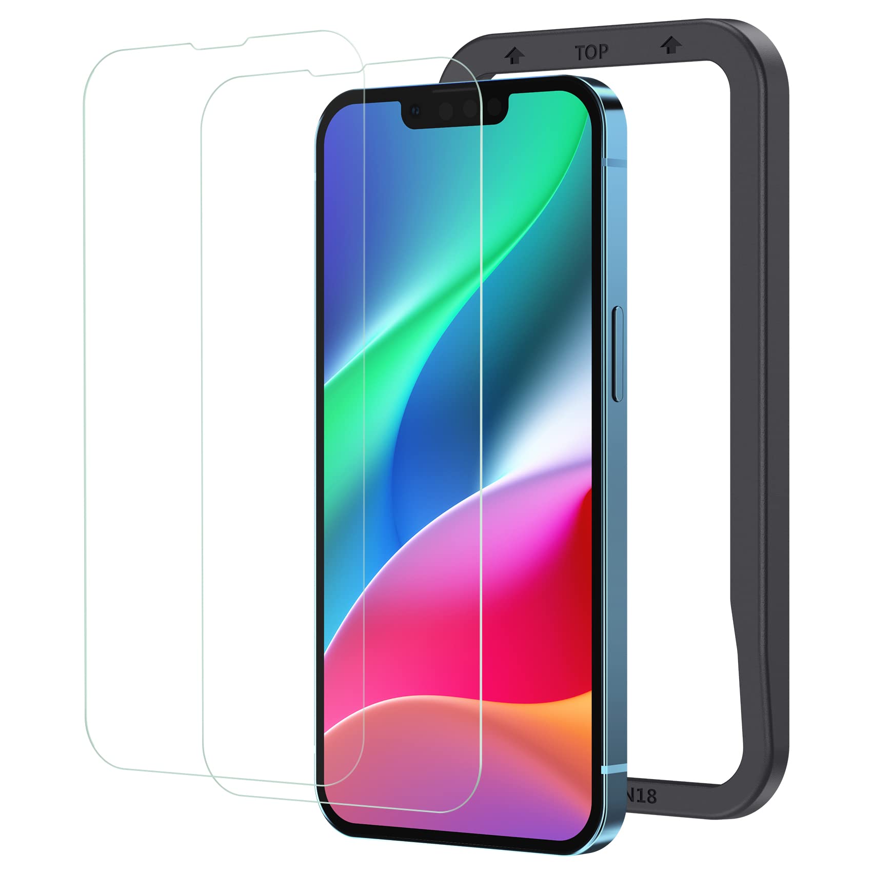 NIMASO ガラスフィルム i Phone 13 Pro 用 / i Phone13 用 強化 ガラス 液晶 保護 フィルム ガイド枠付き 2枚セット NSP21H282