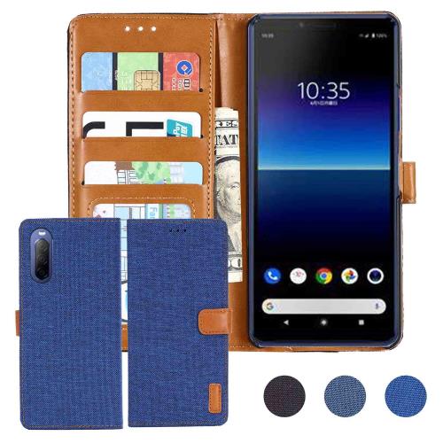 Anrek Xperia 10 II/docomo SO-41A 対応 SONY デニム材料 手帳ケース (ブルー) ソニー エクスペリア so41a ドコモ Xperia10 ii ケース カバー 