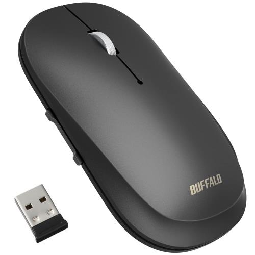 バッファロー ワイヤレス モバイルマウス 2.4GHz レシーバー付属 FLEXUS 薄型軽量 5ボタン 戻る/進むボタン搭載 無線 静音 Blue LED MIL規格準拠 dpi切替(600/120