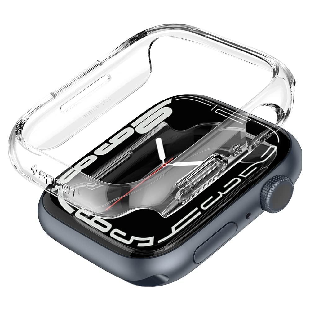 Spigen Apple Watch ケース 45mm Series 8 / 7 対応 全透明 落下 衝撃 吸収 簡易着脱 超薄型 シンプル スリム 軽量 保護カバー アップルウォッチケース シン・フ