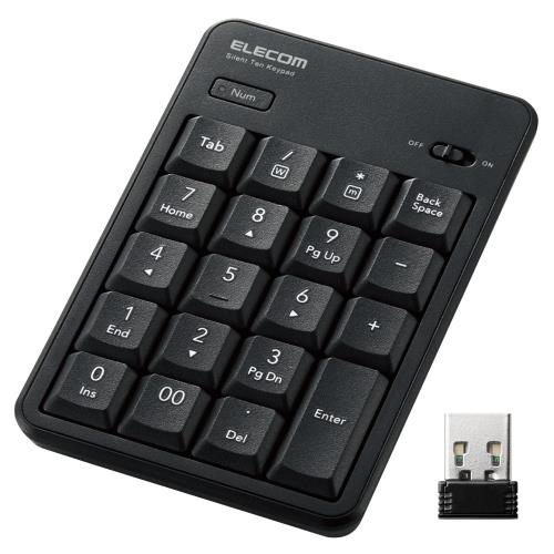 エレコム USB テンキー ワイヤレス 静音 抗菌 Windows/Chrome OS/mac OS対応 ブラック TK-TDM022SKBK