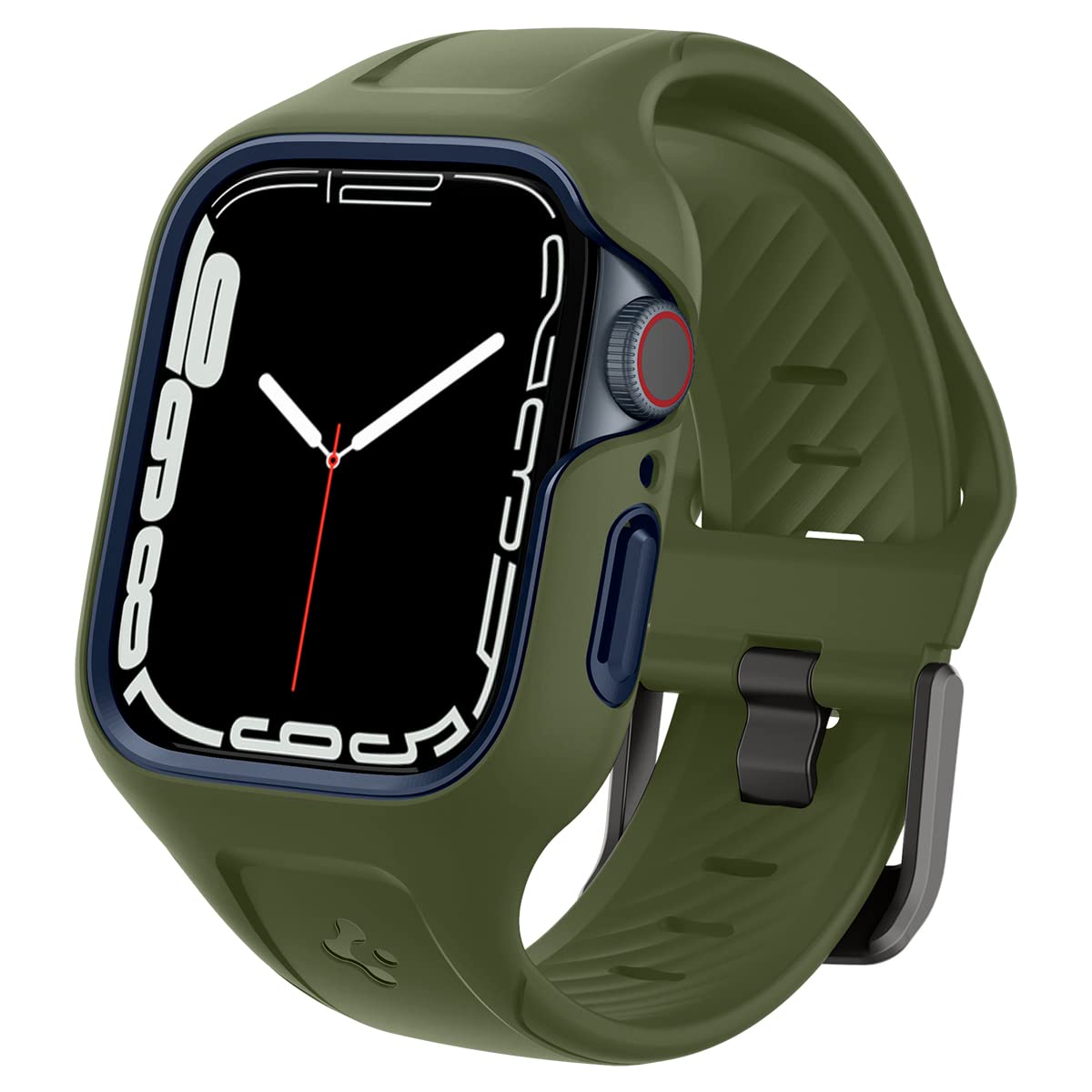 Apple Watch バンド 45mm 一体型 ケース カバー 耐衝撃 落下 衝撃 吸収 耐久性 傷防止 長さ調整可能 簡単装着 スポーツバンド Apple Watch Series 9/8/7 4