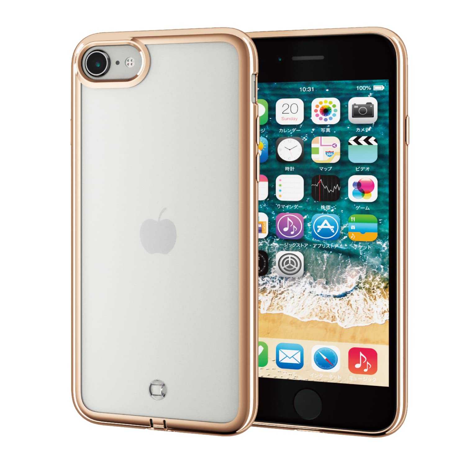 エレコム i Phone SE (第2世代/第3世代) / 8 / 7 用 ケース ソフト 極み設計 サイドメッキ ゴールド PM-A22SUCTMGD