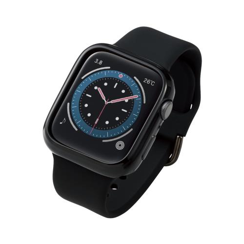 エレコム Apple Watch (アップルウォッチ) ケース バンパー 44mm [Apple Watch SE2 SE 6 5 4 対応] ソフト フィルム兼用可 ブラック AW-20MBPUBK