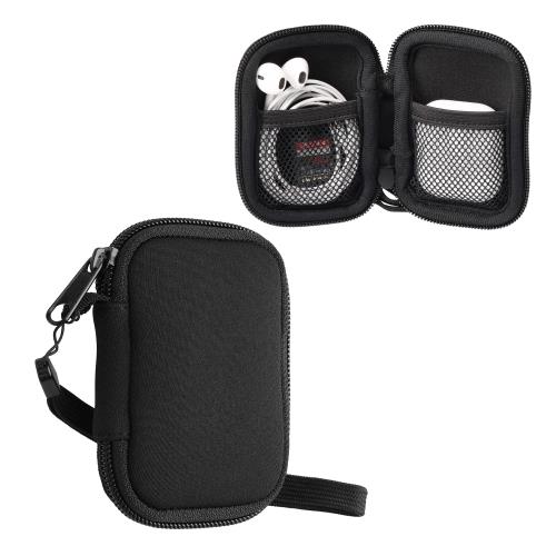kwmobile Apple Airpods 1 / 2 / 3 / Pro 1 / Pro 2対応 ケース - イヤホンケース ネオプレン ポーチ 6 x 9 cm 黒色