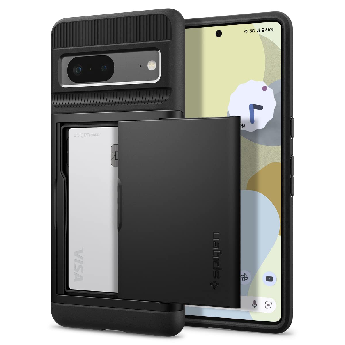 Spigen Pixel7 ケース カード 収納 MIL規格取得 耐衝撃 指紋防止 傷防止 衝撃 吸収 二重構造 スリム・アーマー CS ACS04704 (ブラック)