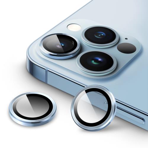 JEDirect カメラレンズフィルム (i Phone 13 Pro 6.1インチ/i Phone 13 Pro Max 6.7インチ用) 9H強化ガラス 個別の金属リングカバー HDクリア 1セッ