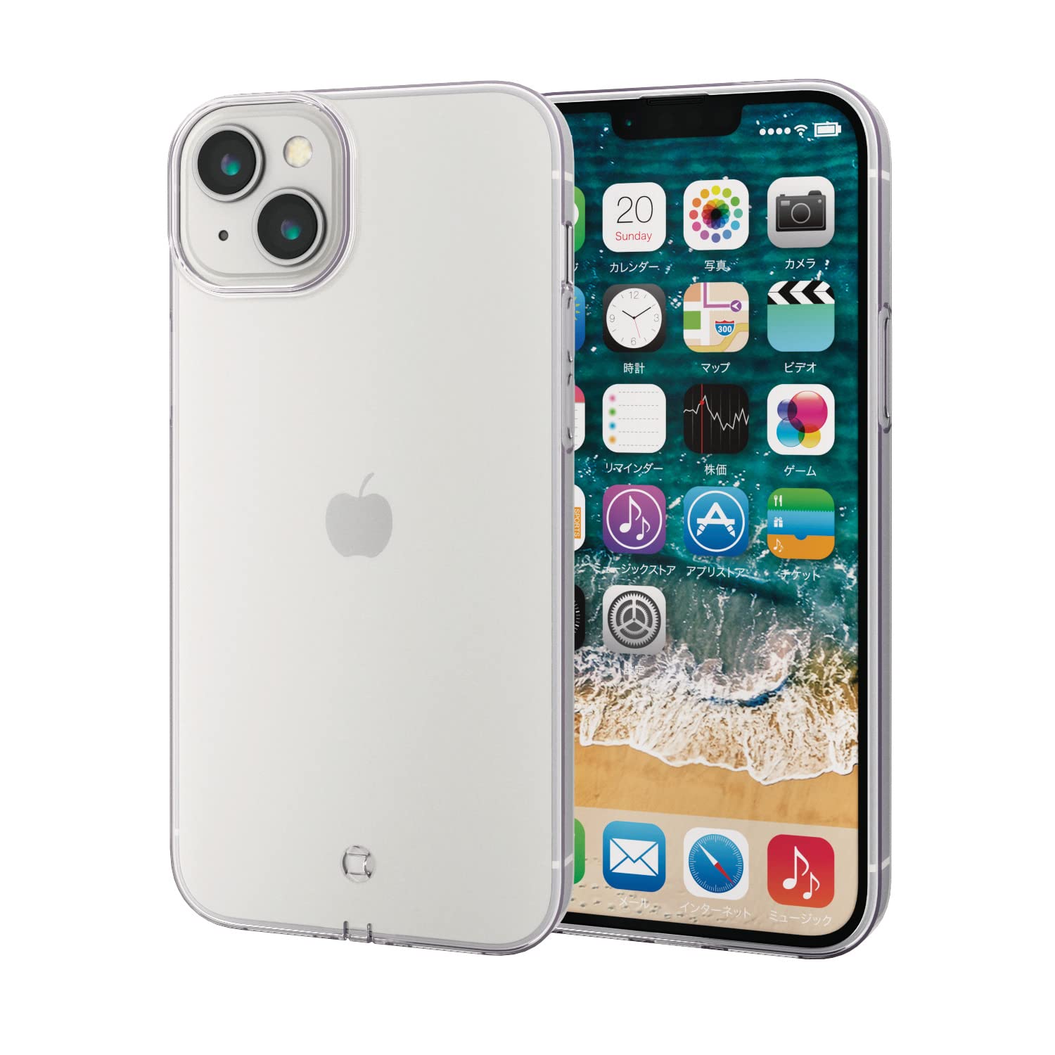 エレコム i Phone 14 Plus ケース カバー 耐衝撃 衝撃吸収 ソフト 端子キャップ付き 端子周りまで保護 ストラップホール付き クリア PM-A22BUCTCR