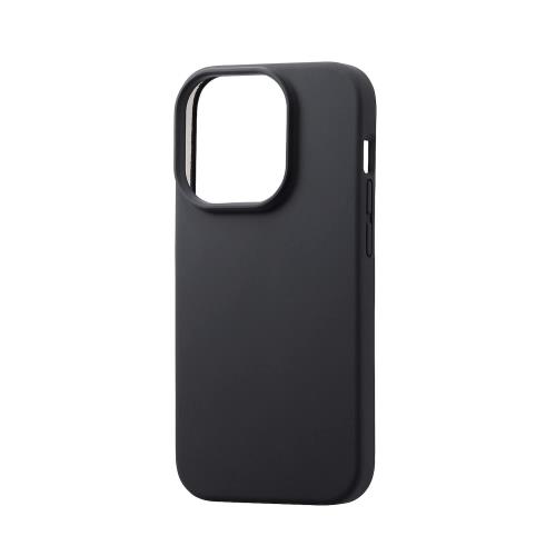 エレコム i Phone 14 Pro ケース カバー 耐衝撃 衝撃吸収 [3層構造/シリコン/ポリカーボネート/起毛素材] ブラック PM-A22CHVSCCBK