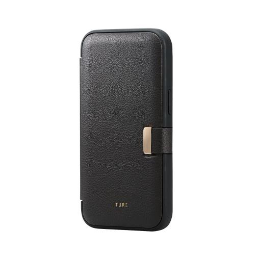 エレコム i Phone 14 / 13 ケース カバー 手帳型 耐衝撃 カードポケット付き グレー PM-A22APLFYJ3GY