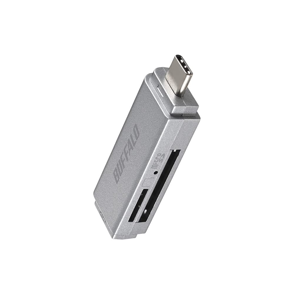 バッファロー USB3.2 Type-C 接続 ポータブルカードリーダー SDXC/SDHC/SD/MMC/RS-MMC/microSDXC/microSDHC/microSD/UHS-I 対応 iPhone
